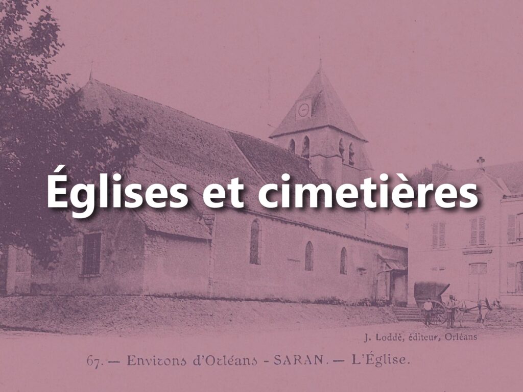 Carte postale faite d'une photo de l'église du bourg de Saran avec un texte écrit dessus